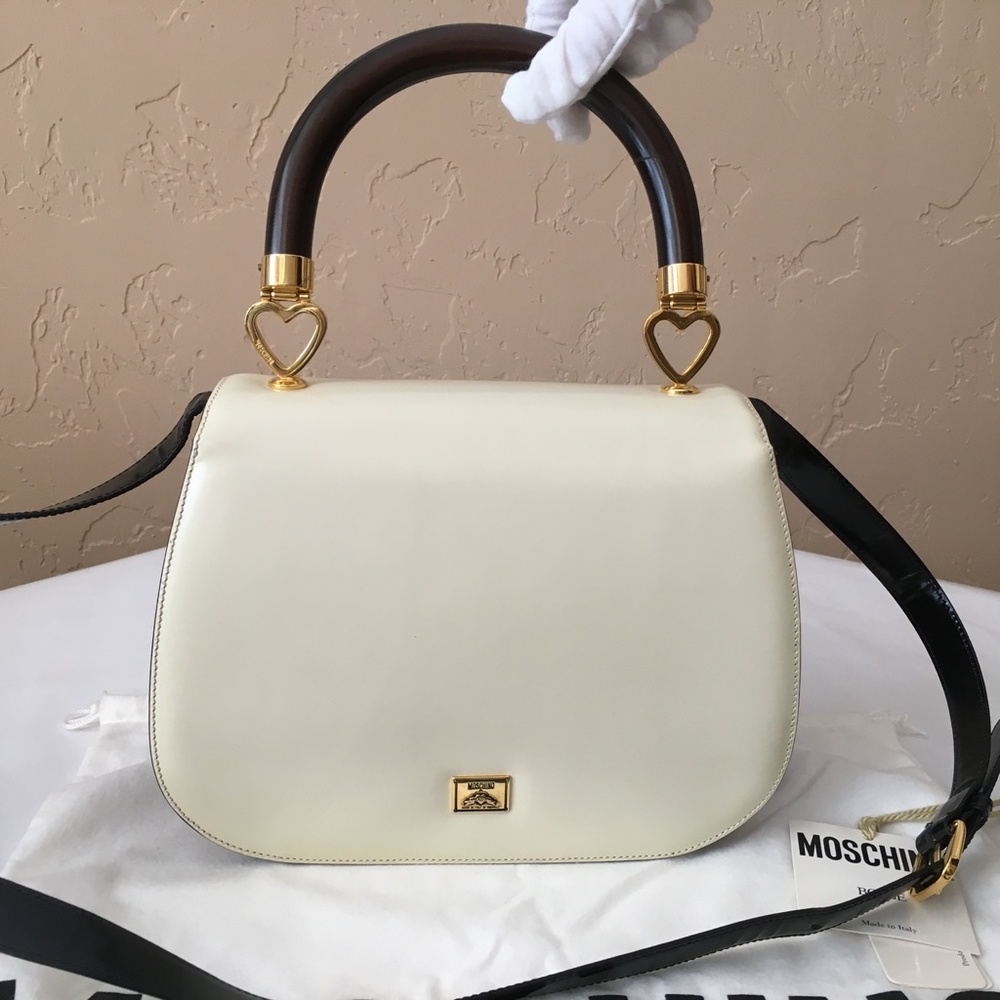 ❤️MOSCHINO❤️ Redwall Tricolor Polished Leather Bag - Picture 1 of 16